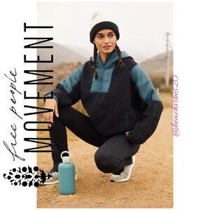 FP MOVEMENT BY FREE PEOPLE Hit The Slopes Hoodie Black Teal Combo Medium NWOT